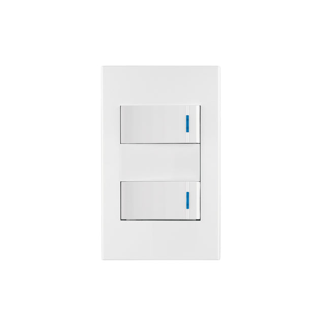 PA-APDO1-EEB Placa armada 2 interruptores 1de 3vías,1 mod,Española,blanco