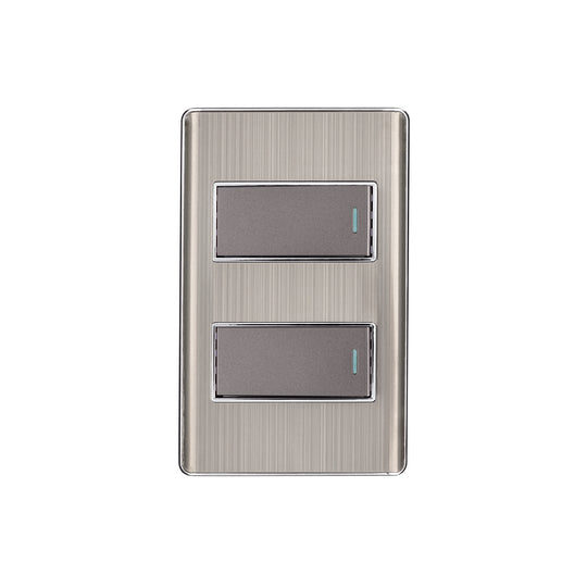 PA-APDO1-LA Placa armada acero inox con 2 interruptores 1 módulo, Lisboa