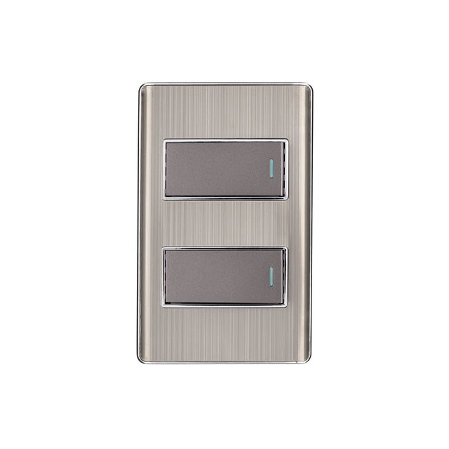 PA-APDO1-LA Placa armada acero inox con 2 interruptores 1 módulo, Lisboa