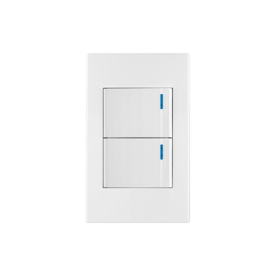 PA-APDO15-EB Placa armada 2 interruptores, 1.5 módulos, Española, blanco