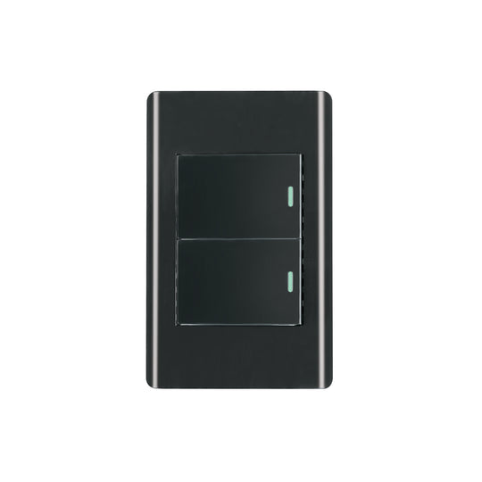 PA-APDO15-ELN Placa armada negra 1 interruptor y 1 de 3vías 1.5mód,Lisboa