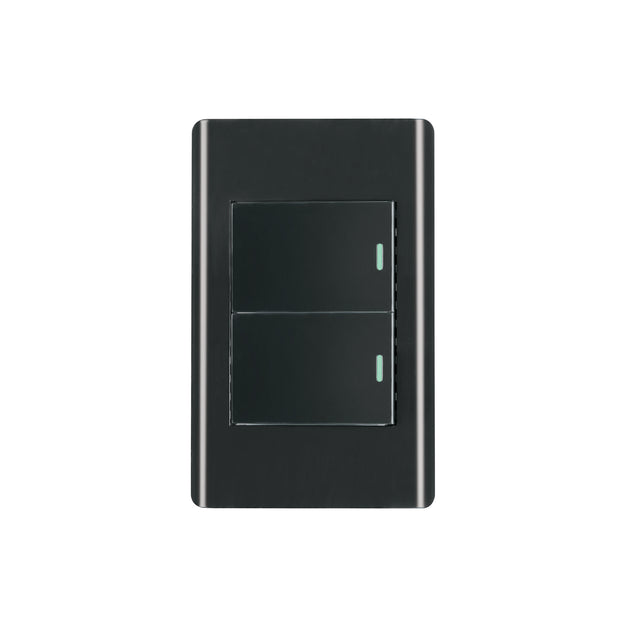 PA-APDO15-ELN Placa armada negra 1 interruptor y 1 de 3vías 1.5mód,Lisboa
