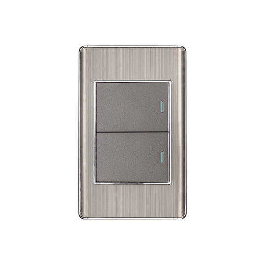 PA-APDO15-LA Placa armada acero inox 2 interruptores 1.5 módulos, Lisboa
