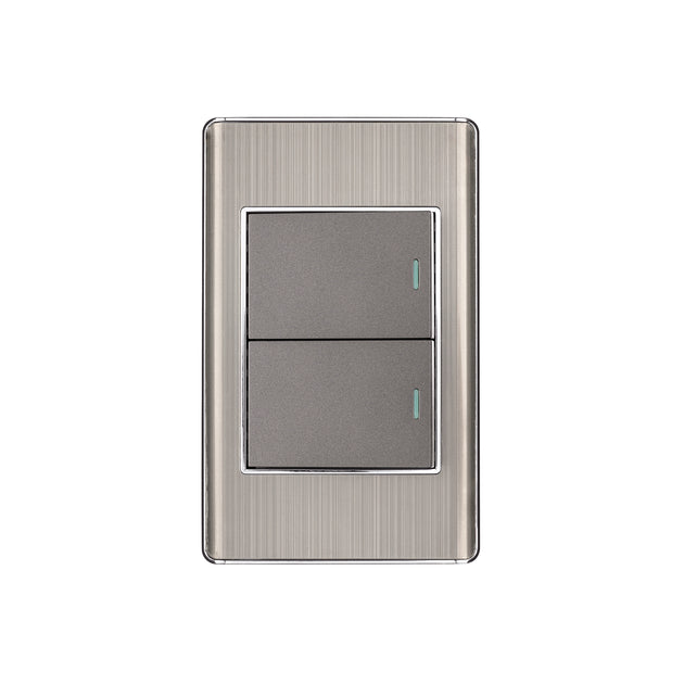 PA-APDO15-LA Placa armada acero inox 2 interruptores 1.5 módulos, Lisboa