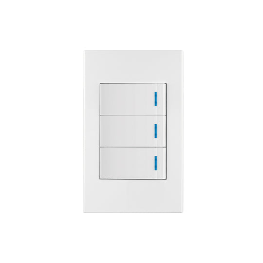 PA-APTR-EB Placa armada 3 interruptores, 1 módulo, Española, blanco