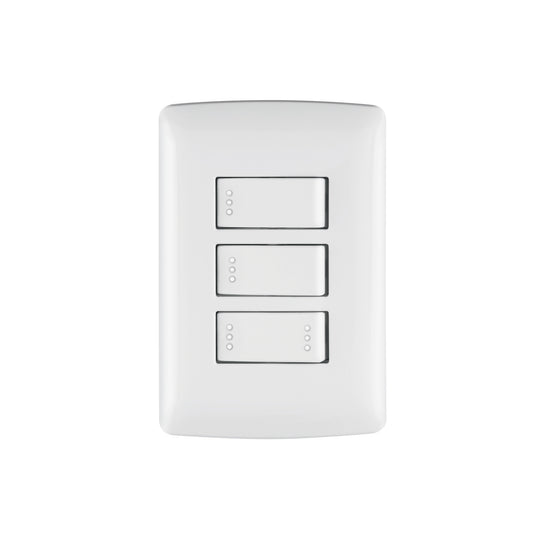 PA-APTR-EIB Placa armada 2 interruptores 1escalera blanco,línea Italiana