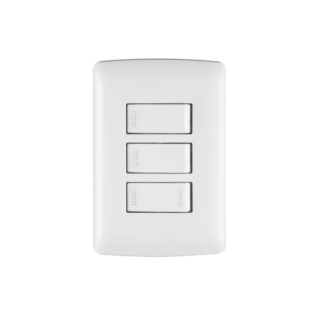 PA-APTR-EIB Placa armada 2 interruptores 1escalera blanco,línea Italiana