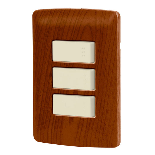 PA-APTR-EIM Placa armada 2 interruptores 1escalera,madera,línea Italiana