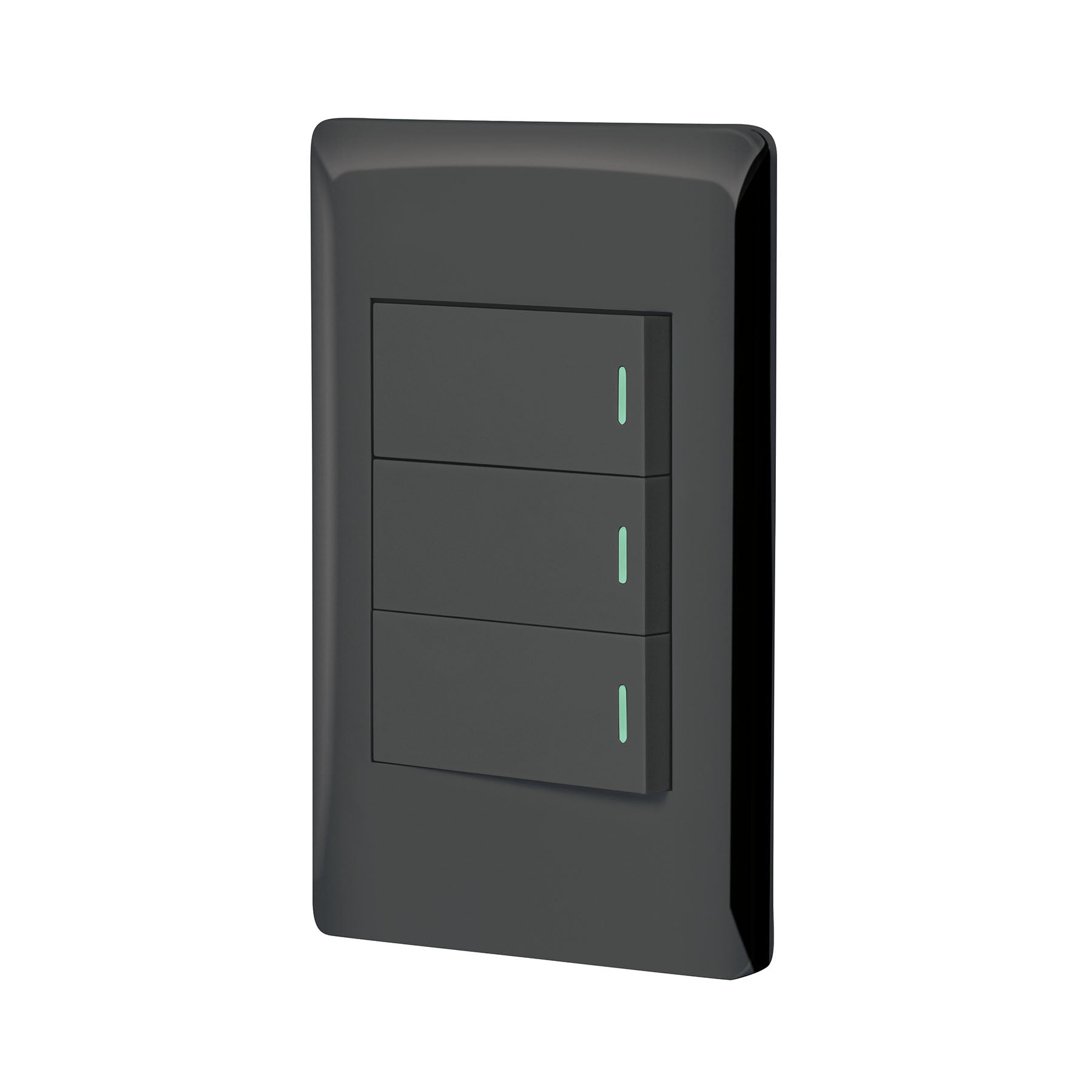 PA-APTR-ELN Placa armada negra 2 interruptores 1 de 3 vías 1 mód, Lisb