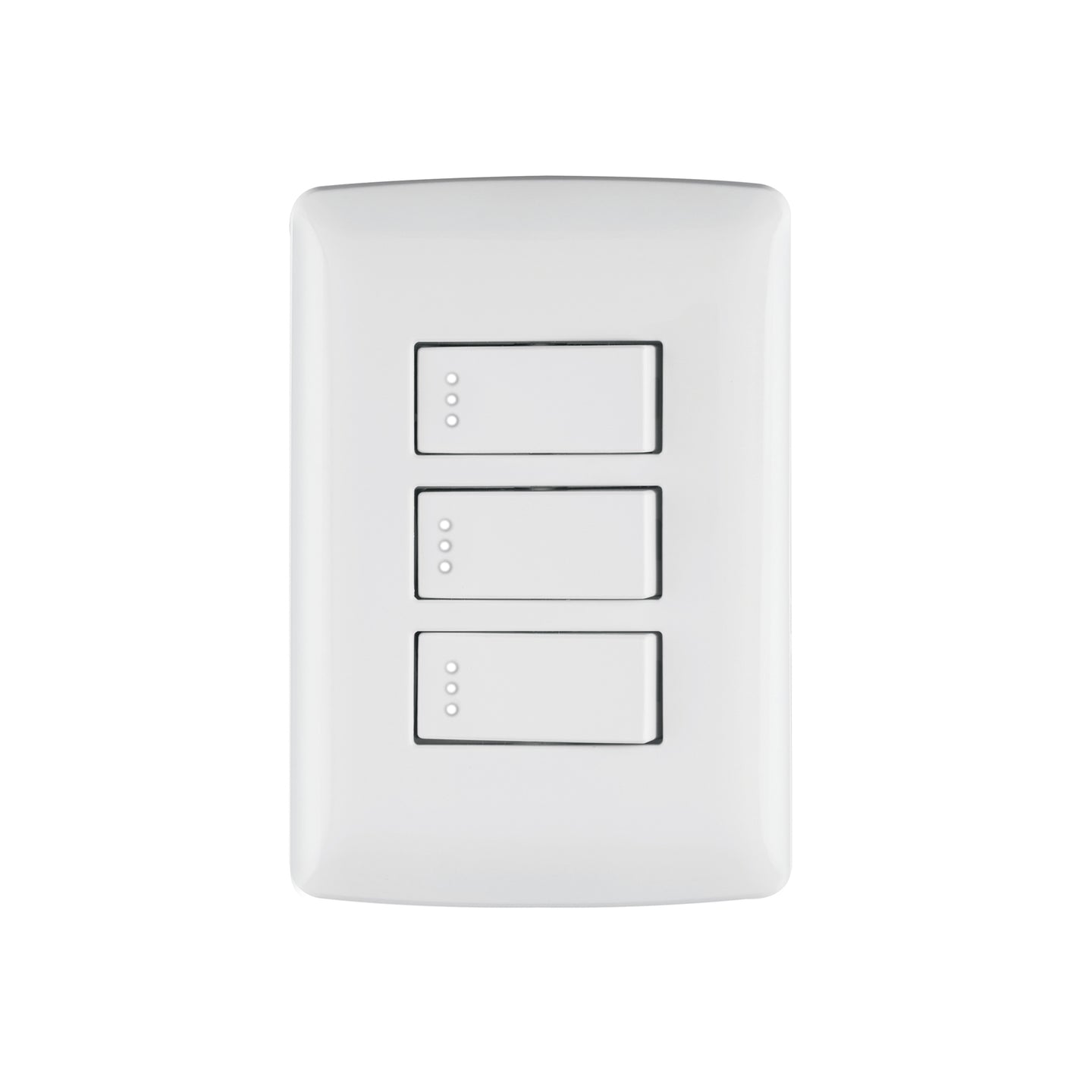 PA-APTR-IB Placa armada 3 interruptores sencillos,blanco,línea Italiana