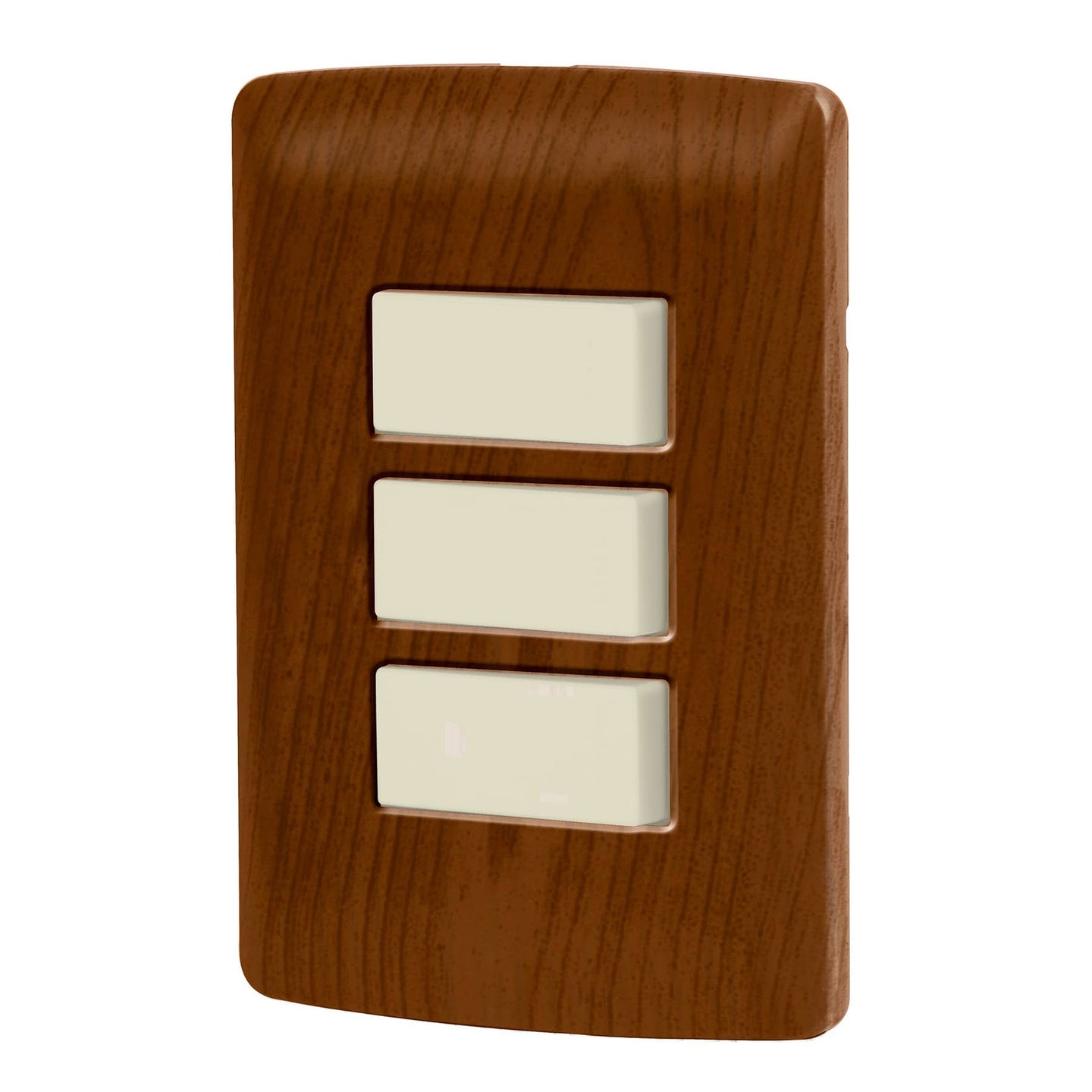 PA-APTR-IM Placa armada 3 interruptores sencillos,madera,línea Italiana