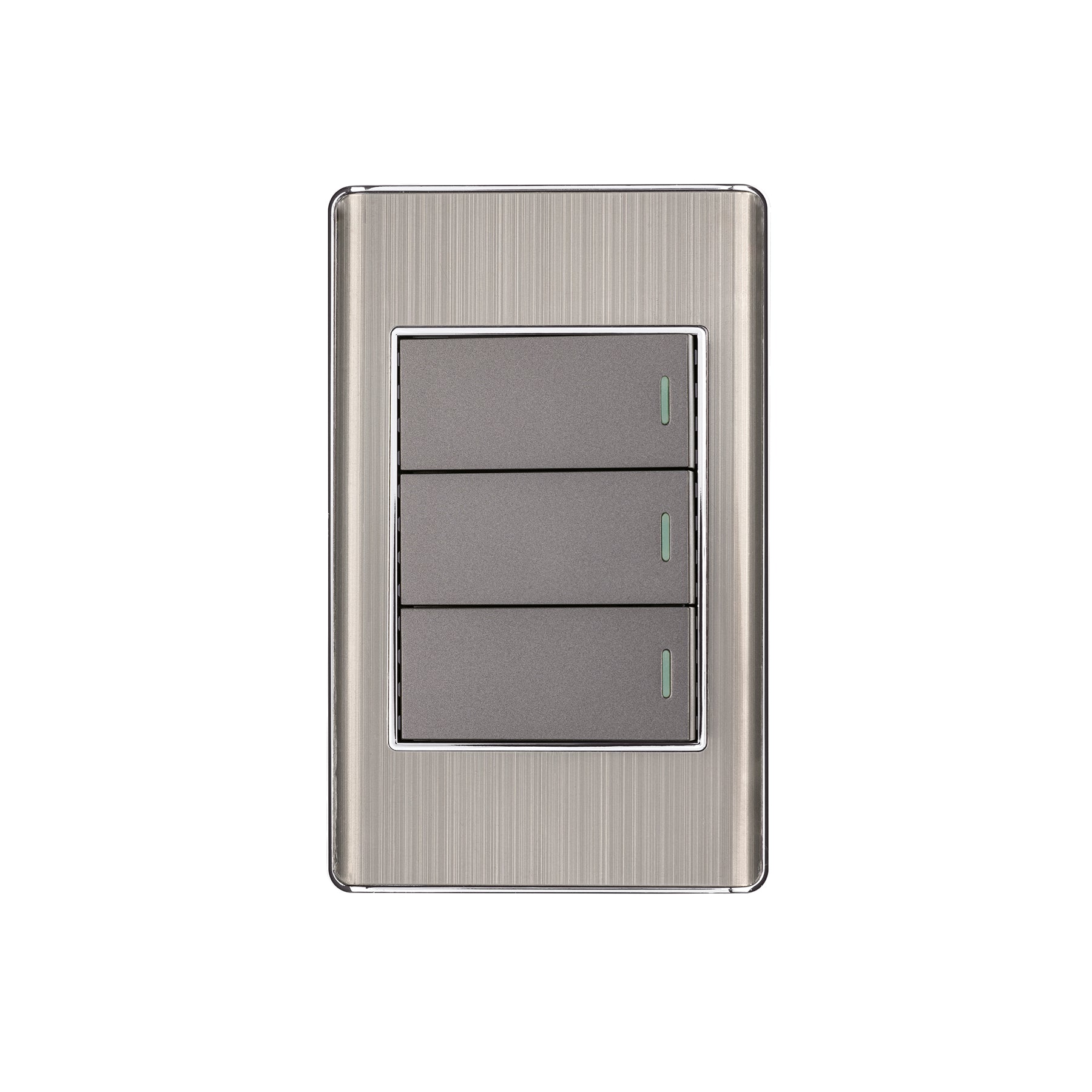 PA-APTR-LA Placa armada acero inox 3 interruptores 1 módulo, Lisboa
