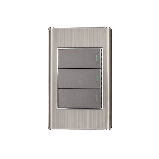 PA-APTR-LA Placa armada acero inox 3 interruptores 1 módulo, Lisboa