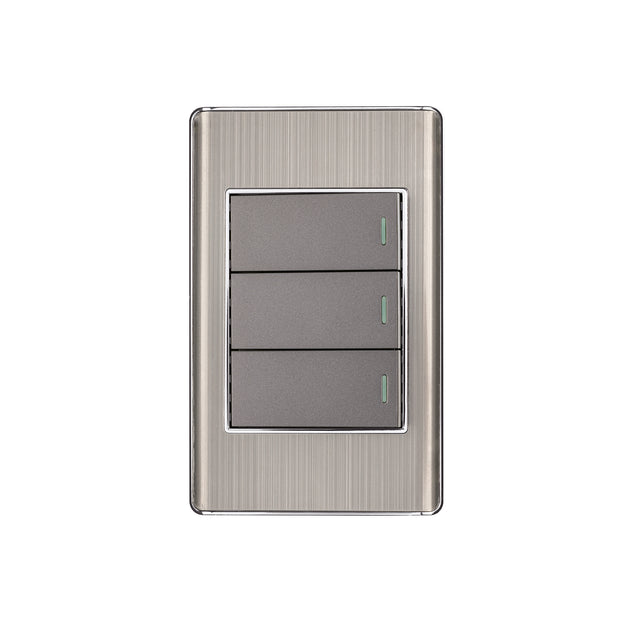 PA-APTR-LA Placa armada acero inox 3 interruptores 1 módulo, Lisboa