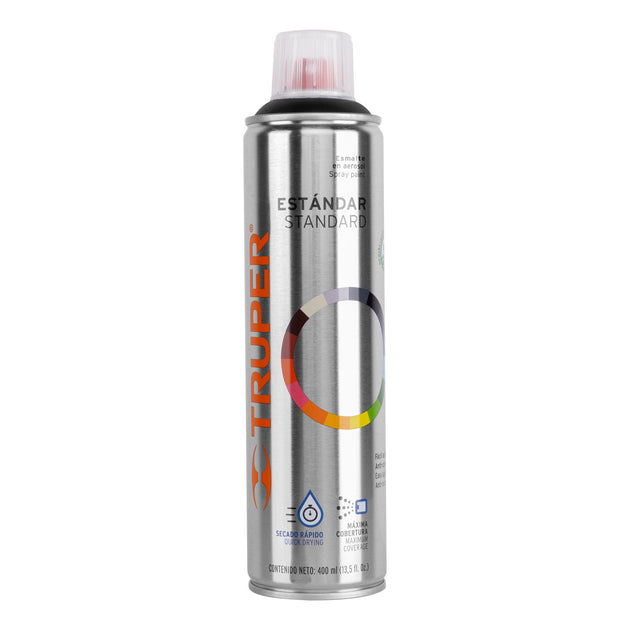 PA-NM Pintura en aerosol, negro mate, bote esbelto, 400 ml