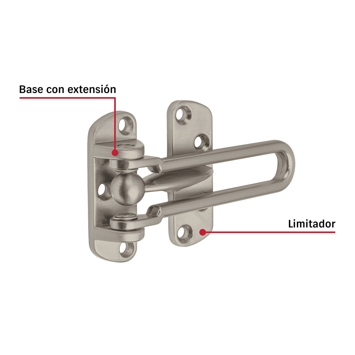 Cerrojo de Seguridad Hermex PAAB-4 | Níquel Satinado