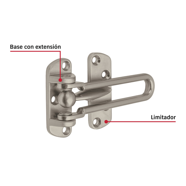 Cerrojo de Seguridad Hermex PAAB-4 | Níquel Satinado