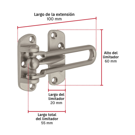 Cerrojo de Seguridad Hermex PAAB-4 | Níquel Satinado