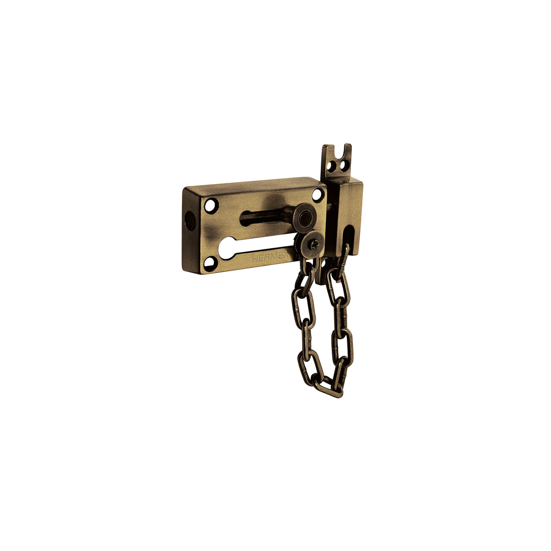 PACA-2 Pasador con cadena para puerta, acabado latón antiguo