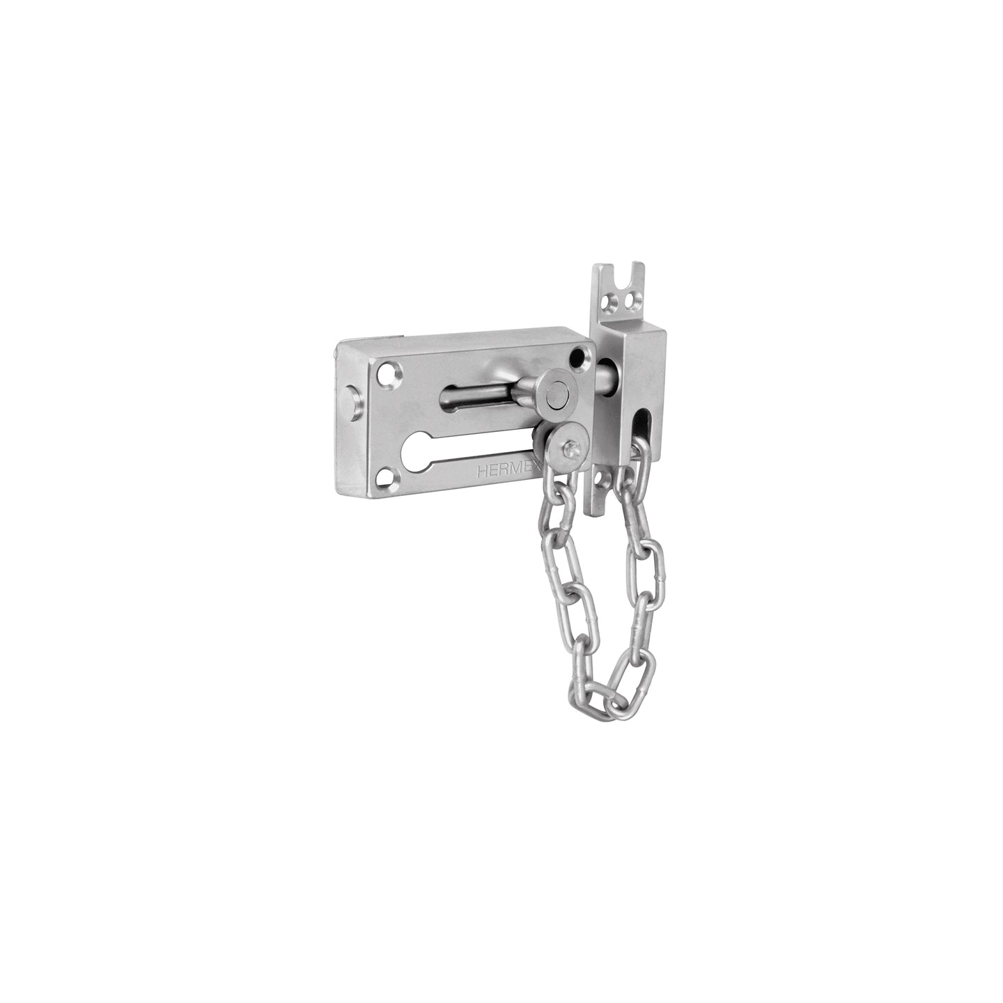 PACA-3 Pasador con cadena para puerta, acabado cromo mate, HERMEX