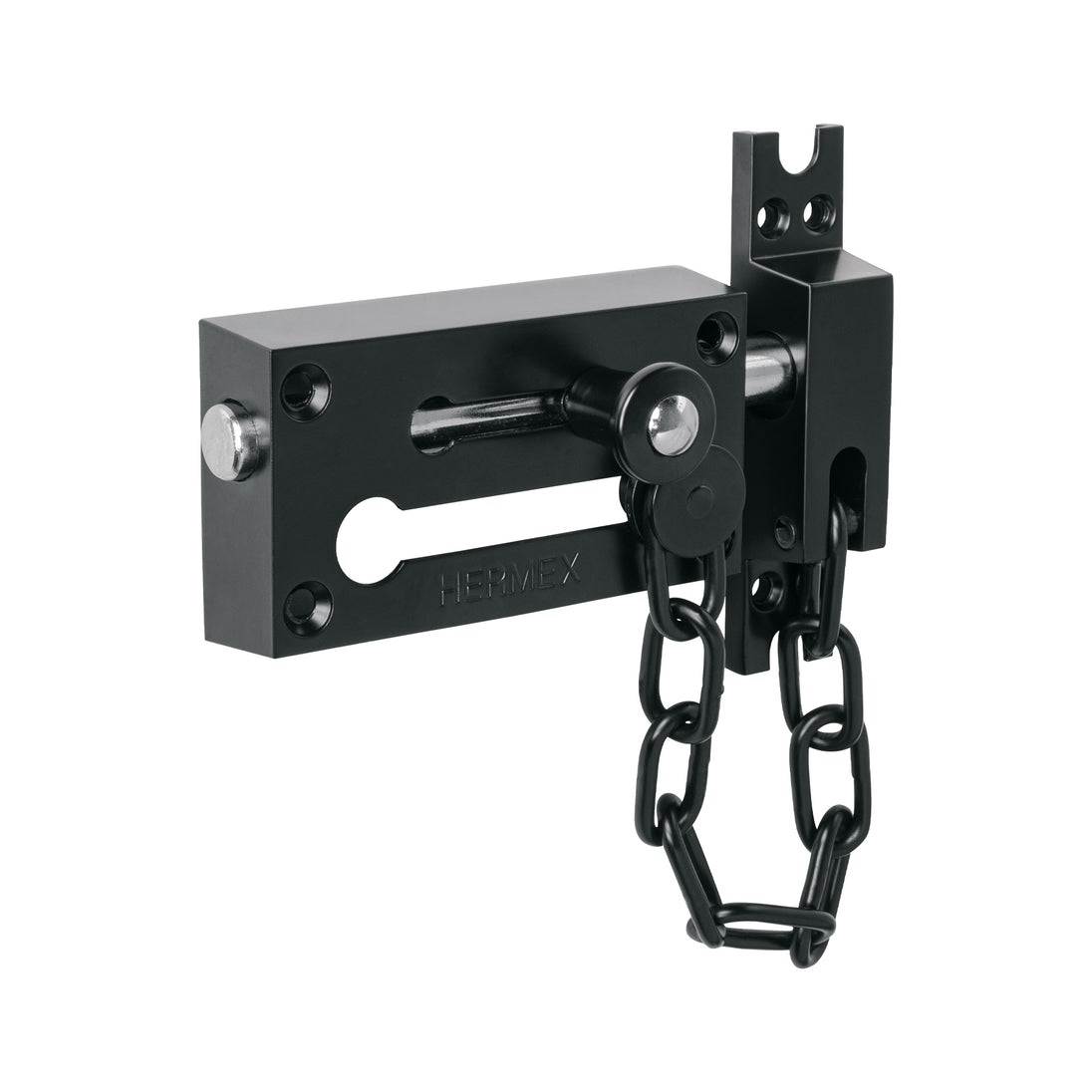 PACA-6 Pasador con cadena para puerta, acabado negro, HERMEX