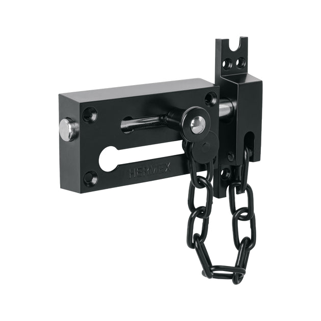 PACA-6 Pasador con cadena para puerta, acabado negro, HERMEX
