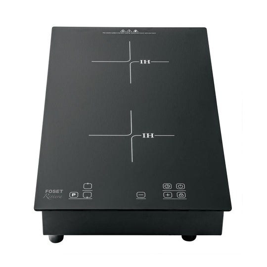 PAE-302NI Parrilla inducción empotrable 30cm, 2 quem, vidrio, RIVIERA
