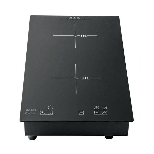PAE-302NI Parrilla inducción empotrable 30cm, 2 quem, vidrio, RIVIERA