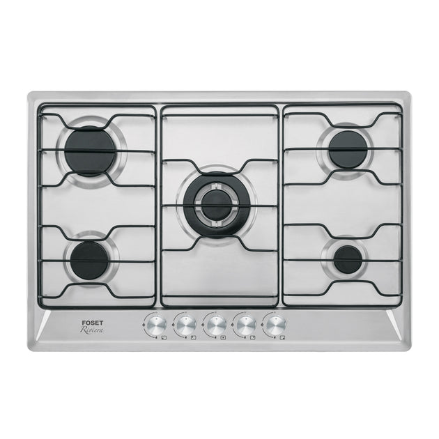 PAE-5F Parrilla gas empotrable 75 cm, 5 quemadores, esmalte, FOSET