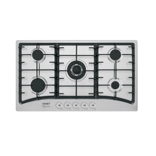 PAE-905GA Parrilla gas empotrable 90cm, 5 quem, acero inox, RIVIERA