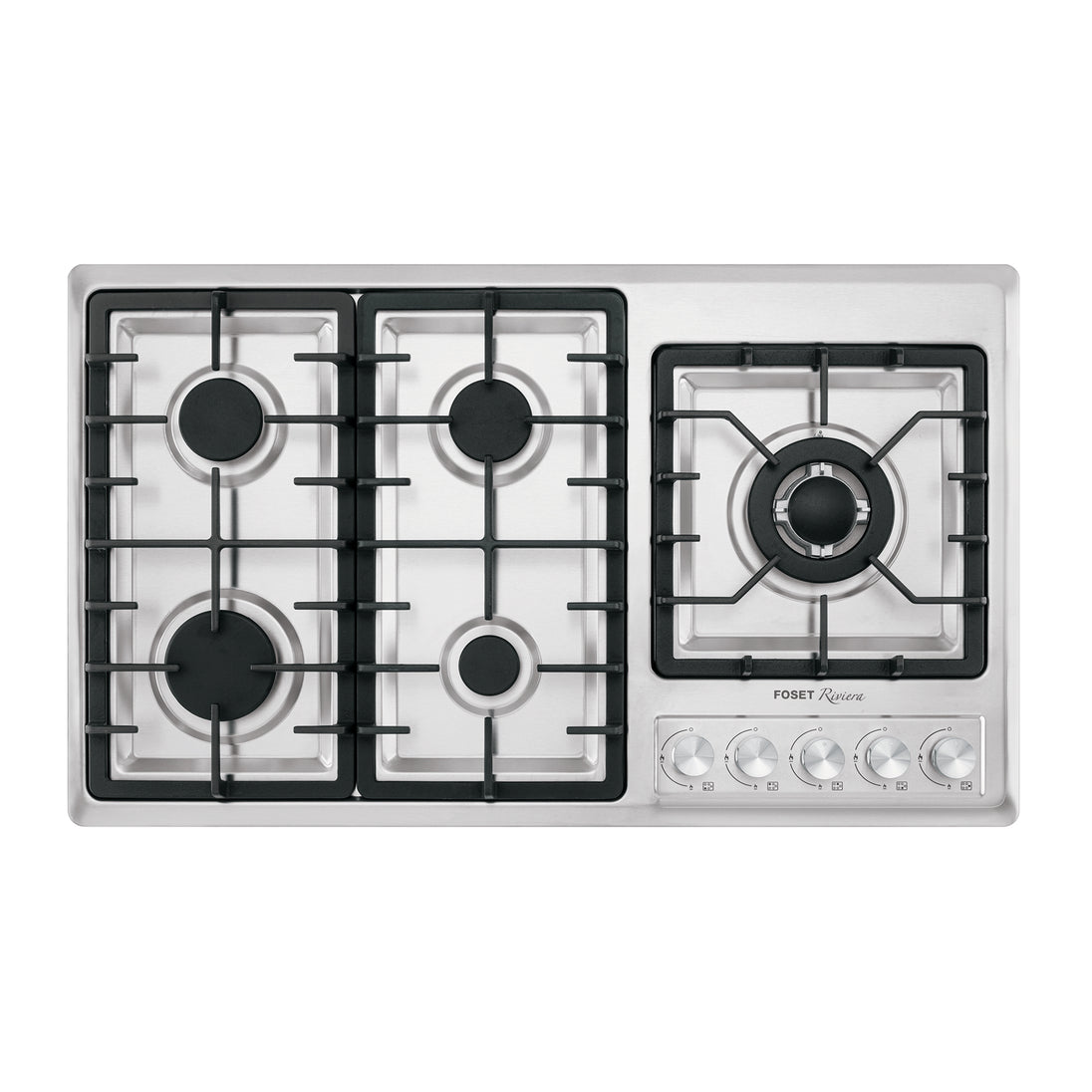 PAE-915GA Parrilla gas empotrable 90cm, 5 quem, lateral, inox, RIVIERA