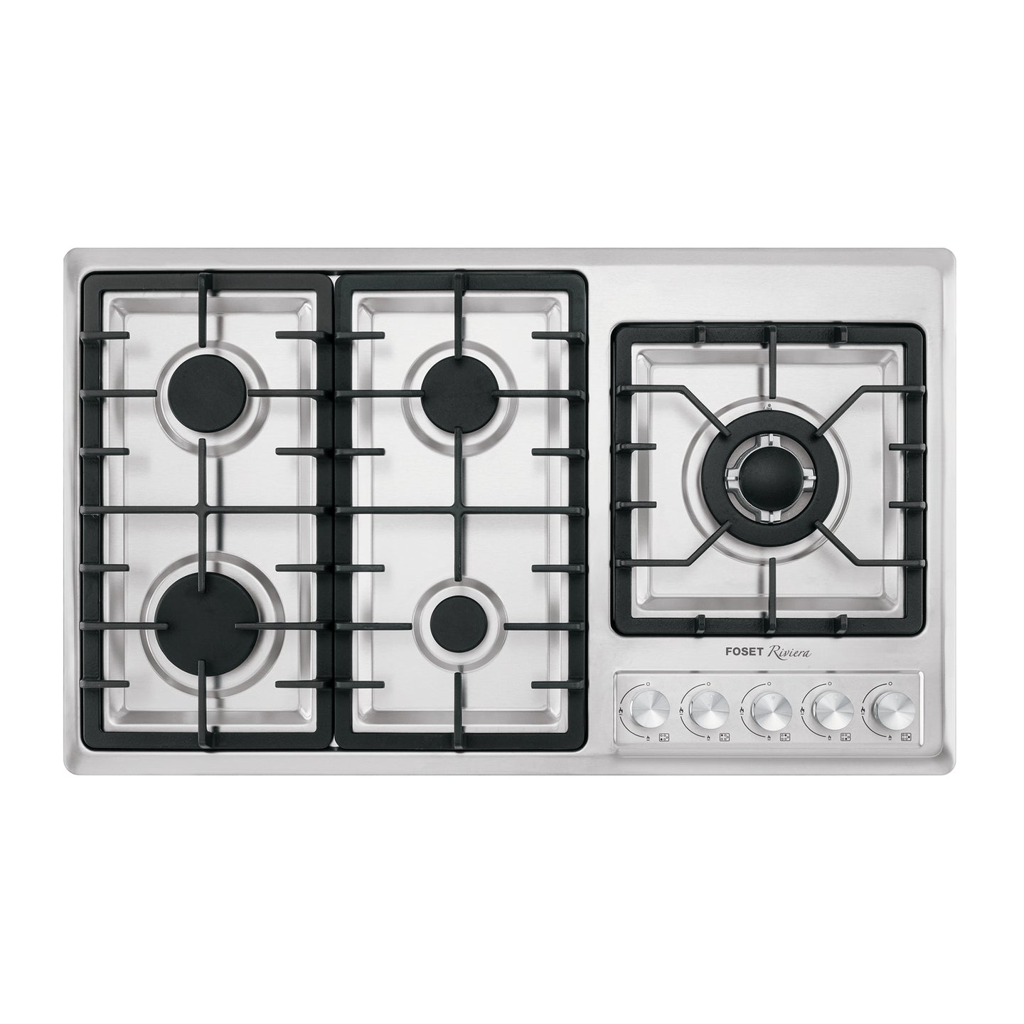 PAE-915GA Parrilla gas empotrable 90cm, 5 quem, lateral, inox, RIVIERA