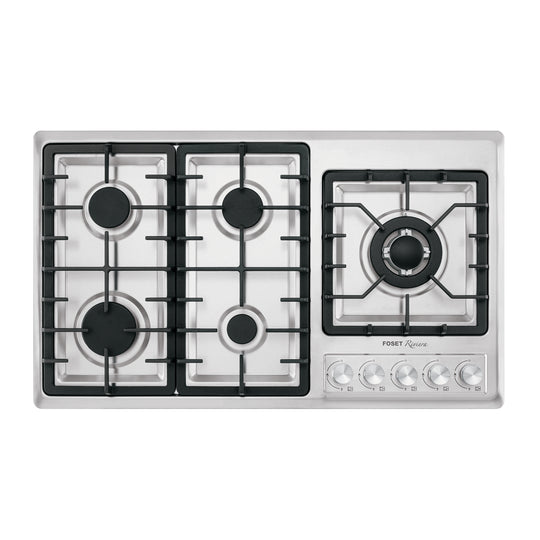 PAE-915GA Parrilla gas empotrable 90cm, 5 quem, lateral, inox, RIVIERA