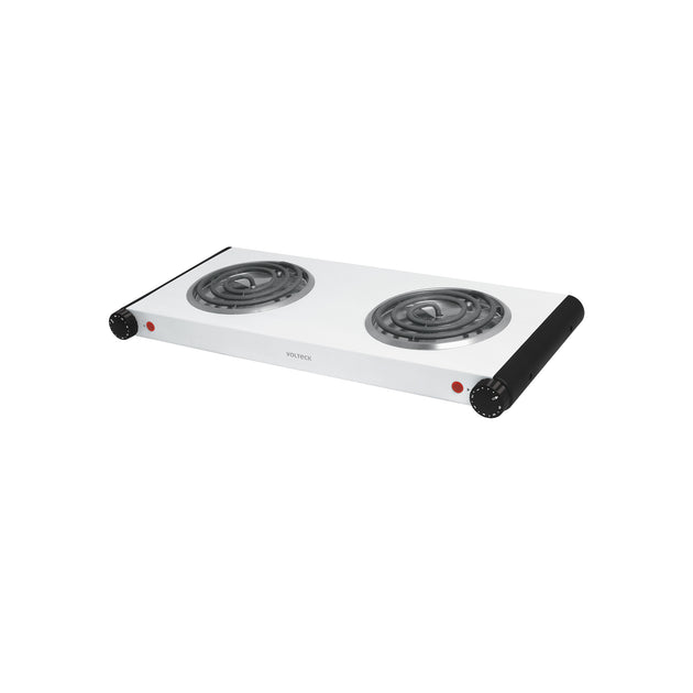 PAEL-2C Parrilla eléctrica 2 quemadores en espiral, blanca, VOLTECK