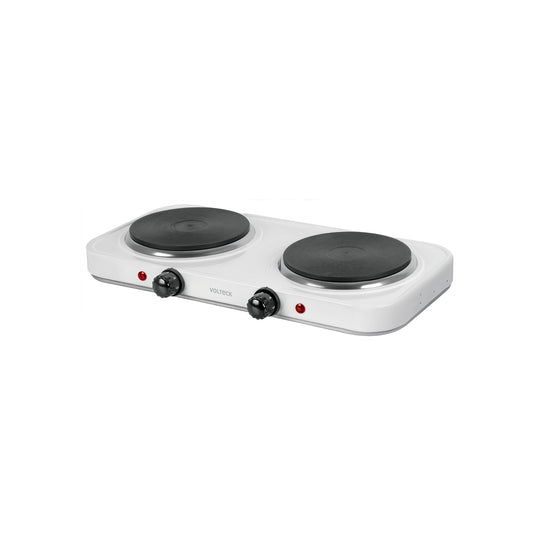 PAEL-2CD Parrilla eléctrica 2 quemadores de disco, blanca, VOLTECK