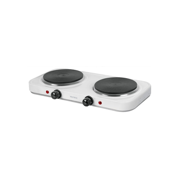 PAEL-2CD Parrilla eléctrica 2 quemadores de disco, blanca, VOLTECK
