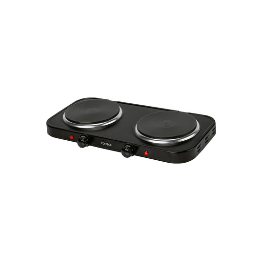PAEL-2CDN Parrilla eléctrica 2 quemadores de disco, negra, VOLTECK