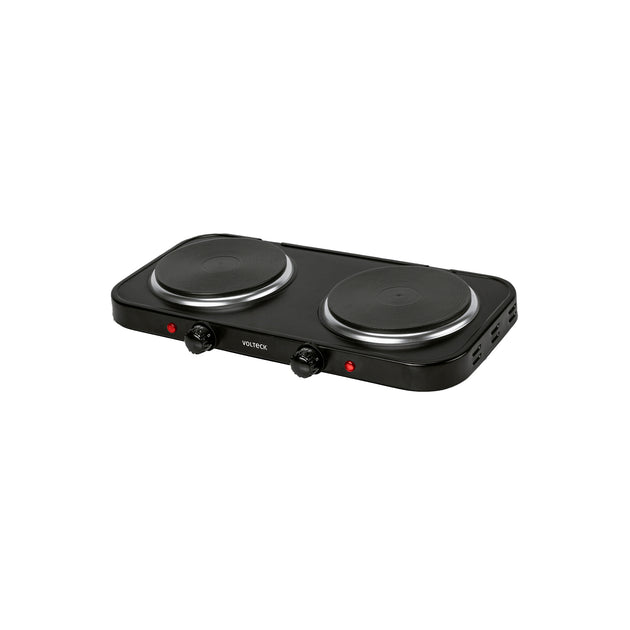 PAEL-2CDN Parrilla eléctrica 2 quemadores de disco, negra, VOLTECK