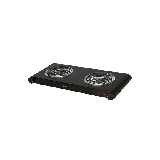 PAEL-2CN Parrilla eléctrica 2 quemadores en espiral, negra, VOLTECK