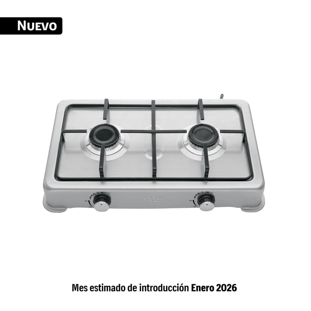 PAGA-2XA Parrilla de gas de sobreponer,2 quemadores, inox, FOSET AERO
