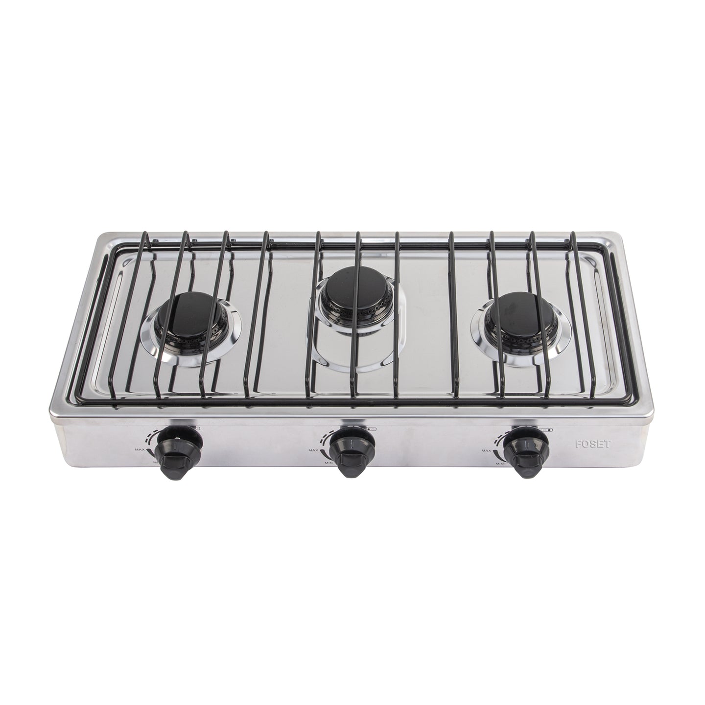 PAGA-3X Parrilla de gas de sobreponer 3 quemadores, inox, FOSET