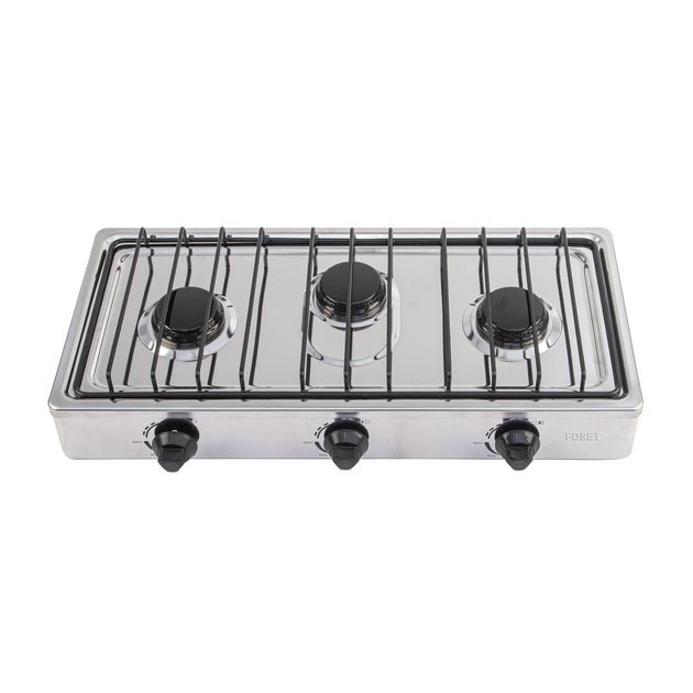 PAGA-3X Parrilla de gas de sobreponer 3 quemadores, inox, FOSET