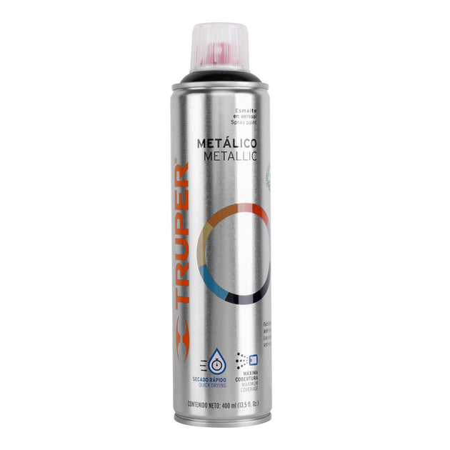 PAM-NE Pintura en aerosol, negro metálico, bote esbelto, 400 ml