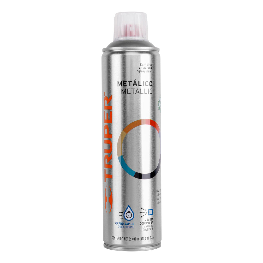 PAM-PL Pintura en aerosol, plata metálico, bote esbelto, 400 ml