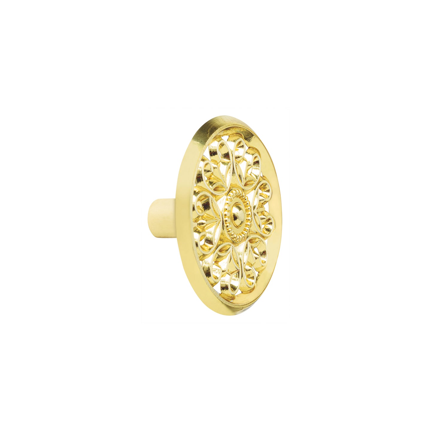 PER-052 Perilla metálica estilo "Colonial", latón brillante, HERMEX