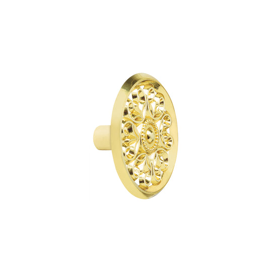 PER-052 Perilla metálica estilo "Colonial", latón brillante, HERMEX