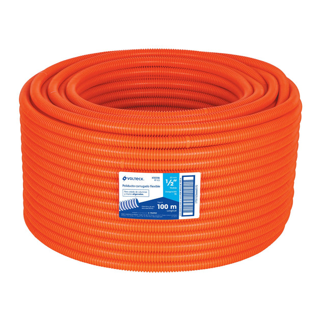 PF-1/2 Metro de poliducto 1/2" corrugado flex. s/guía, rollo 100 m