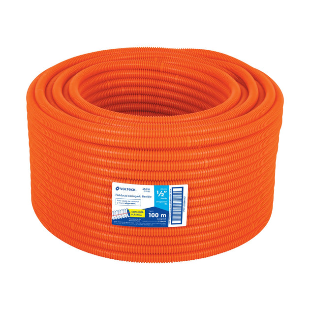 PF-1/2G Metro de poliducto 1/2" corrugado flex. c/guía, rollo 100 m
