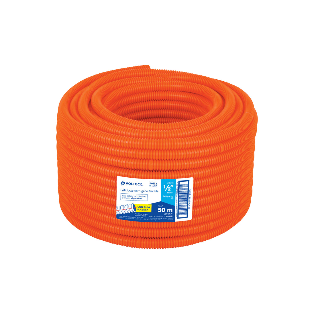 PF-1/2GM Metro de poliducto 1/2" corrugado flex. c/guía, rollo 50 m