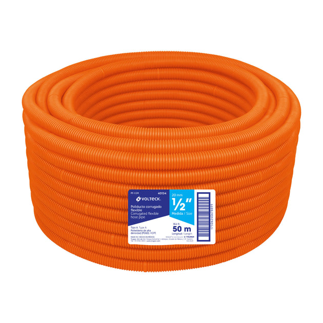PF-1/2M Metro de poliducto 1/2" corrugado flex. s/guía, rollo 50 m